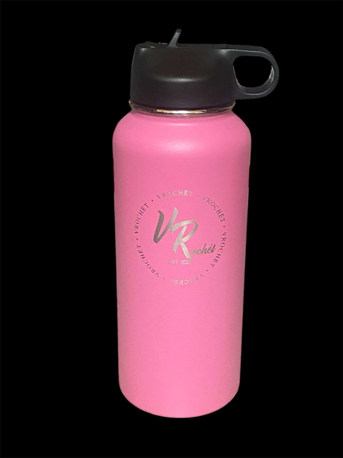VRochét insulated stainless steel water bottle in Barbie Pink