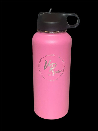VRochét insulated stainless steel water bottle in Barbie Pink