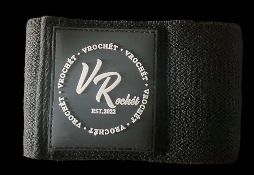  VRochét brand logo patch on heavy-duty fabric resistance band