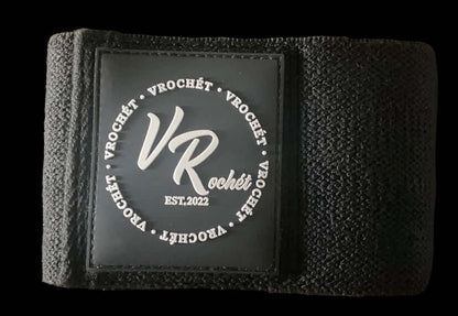  VRochét brand logo patch on heavy-duty fabric resistance band